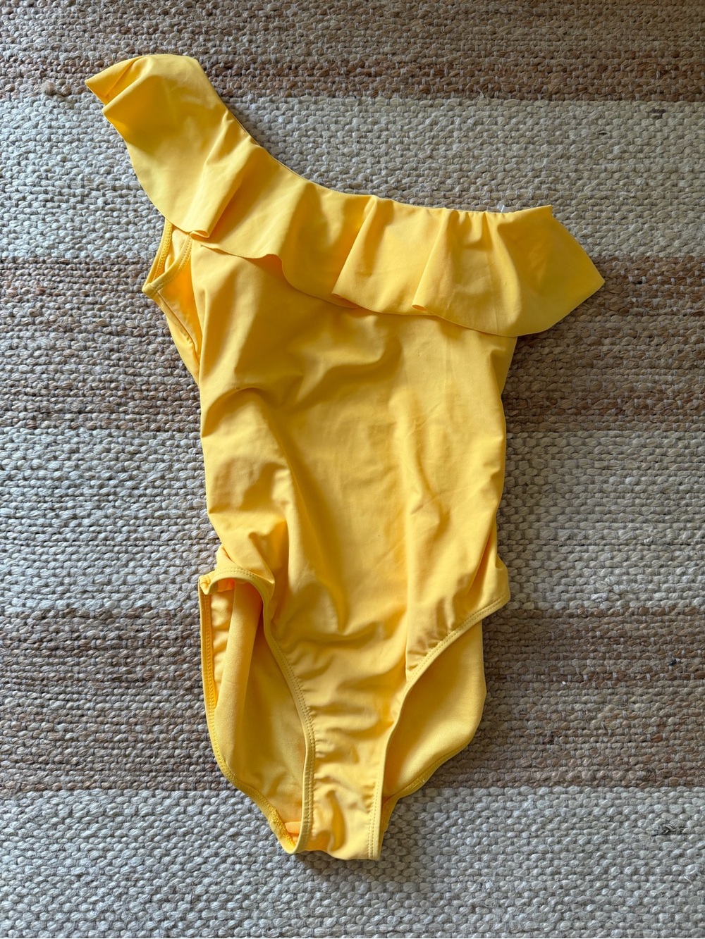 Jones New York Yellow One-Shoulder Ruffle Kids One-Piece